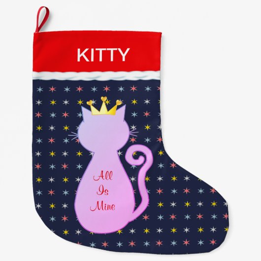 Grande Chaussette De Noël Belle Silhouette de Chat (Devant)