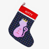 Grande Chaussette De Noël Belle Silhouette de Chat (Devant (Accrochage))