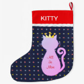 Grande Chaussette De Noël Belle Silhouette de Chat (Dos)