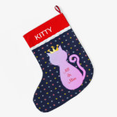 Grande Chaussette De Noël Belle Silhouette de Chat (Dos (Accrochage))