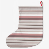 Grande Chaussette De Noël Belles rayures brunes blanches (Dos)