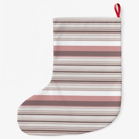 Grande Chaussette De Noël Belles rayures brunes blanches (Dos)