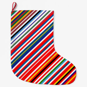 Grande Chaussette De Noël Belles rayures décoratives colorées