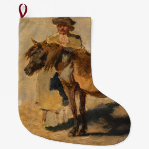 Grande Chaussette De Noël Berger avec un cheval (équine)