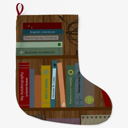 Grande Chaussette De Noël Bibliothèque personnalisée (Devant)