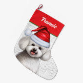 Grande Chaussette De Noël Bichon Frise Chien avec le nom du chien (Devant (Accrochage))