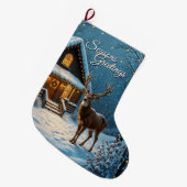 Grande Chaussette De Noël Big Buck's Snowy Christmas Visit Personal (Devant (Accrochage))