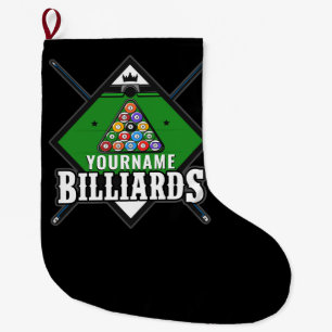 Grande Chaussette De Noël Billard personnalisé NOM Cue Rack Pool Room