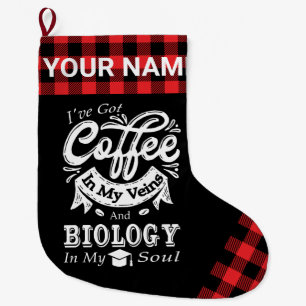 Grande Chaussette De Noël Biologie Personnalisée Café Dans Mes Veines Plaid