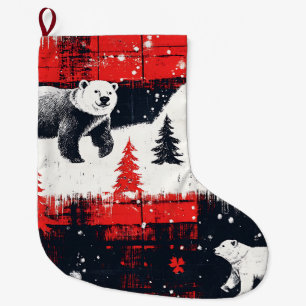 Grande Chaussette De Noël Bison rouge Plaids Ours polaire