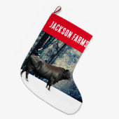 Grande Chaussette De Noël Black Angus Bull Winter (Devant (Accrochage))