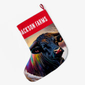 Grande Chaussette De Noël Black Angus Bull Winter (Dos (Accrochage))