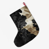 Grande Chaussette De Noël Black Champagne Gold Cowhide (Dos (Accrochage))