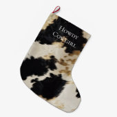 Grande Chaussette De Noël Black Cream Gold Western Cowhide (Devant (Accrochage))