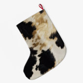 Grande Chaussette De Noël Black Cream Gold Western Cowhide (Dos (Accrochage))
