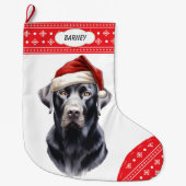 Grande Chaussette De Noël Black Labrador Retriever Santa Hat (Devant)