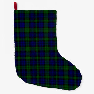 Grande Chaussette De Noël Black Watch Tartan bleu vert Plaid