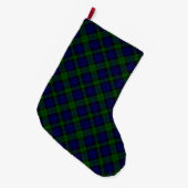 Grande Chaussette De Noël Black Watch Tartan bleu vert Plaid (Devant (Accrochage))