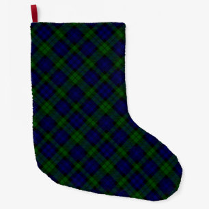 Grande Chaussette De Noël Black Watch Tartan bleu vert Plaid