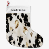 Grande Chaussette De Noël Black White Gold Cowhide Christmas (Devant)