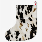 Grande Chaussette De Noël Black White Gold Cowhide Christmas (Dos)