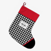 Grande Chaussette De Noël Black & White Plaid Toe Trim Monogram (Devant (Accrochage))