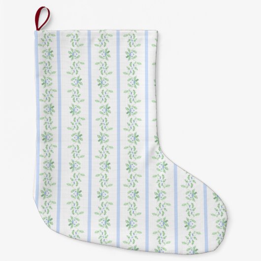 Grande Chaussette De Noël Bleu et vert Grève de Noël (Devant)