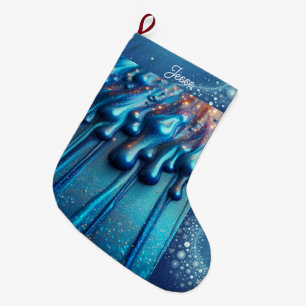 Grande Chaussette De Noël Bleu iridescent coulant couleur personnalisée