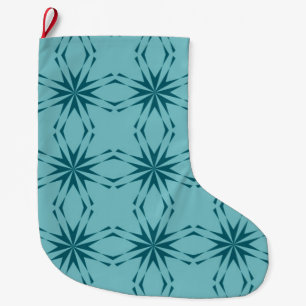 Grande Chaussette De Noël bleu turquoise, cool, abstraction fleur tendance