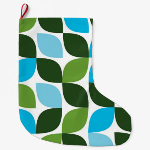 Grande Chaussette De Noël Bleu, vert, cool, tendance, nature moderne abstrai