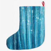 Grande Chaussette De Noël Blue Aqua Glam Glitz Nom de Noël (Dos)