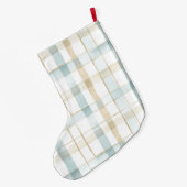 Grande Chaussette De Noël Blue Cream White Plaid Christmas (Dos (Accrochage))