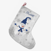 Grande Chaussette De Noël Blue Cute Snowman Holiday Stocking (Devant (Accrochage))