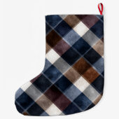 Grande Chaussette De Noël Blue Red Grey White Squares   (Dos)