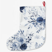 Grande Chaussette De Noël Blue White Floral Christmas (Dos)