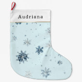 Grande Chaussette De Noël Blue Winter Snowflakes   (Devant)