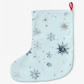 Grande Chaussette De Noël Blue Winter Snowflakes   (Dos)