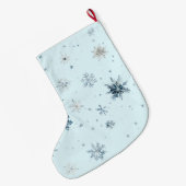 Grande Chaussette De Noël Blue Winter Snowflakes   (Dos (Accrochage))