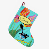 Grande Chaussette De Noël Blue Wren Oiseaux australiens Noël Stocker (Devant (Accrochage))