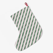 Grande Chaussette De Noël Blush Pink Green Glitter Stripes Christmas (Dos (Accrochage))