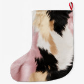 Grande Chaussette De Noël Blush Rose Blanc Or Noir Vachette Animal (Dos)