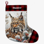 Grande Chaussette De Noël Bob Cat Animaux de Noël Stocking (Devant)