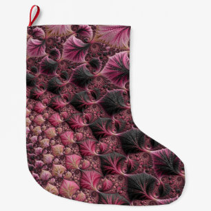 Grande Chaussette De Noël Boho Funky Eclectique Rose Noir Abstrait Fractal