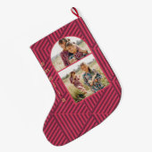 Grande Chaussette De Noël Boho géométrique deux photo et nom (Dos (Accrochage))
