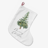 Grande Chaussette De Noël Boho Joyeux Arbre d'aquarelle de Noël (Devant (Accrochage))