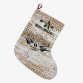Grande Chaussette De Noël Bois rustique Texture Cerf Cabine de bois (Devant (Accrochage))