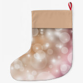 Grande Chaussette De Noël Bokeh, blanc rose et champagne pâle (Dos)