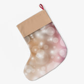 Grande Chaussette De Noël Bokeh, blanc rose et champagne pâle (Dos (Accrochage))