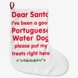 Grande Chaussette De Noël bon chien d'eau portugais
