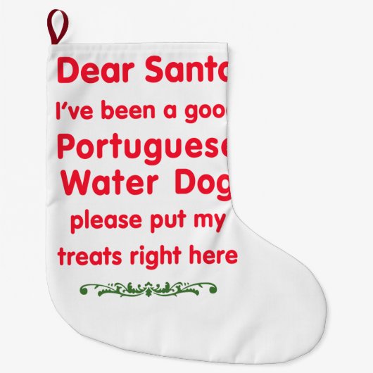 Grande Chaussette De Noël bon chien d'eau portugais (Devant)